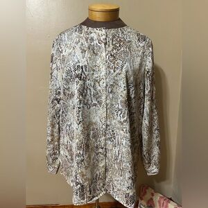 Chico's Blouse Women's Beige Neutral Python Tunic Snake Sz 2 (US L/12)